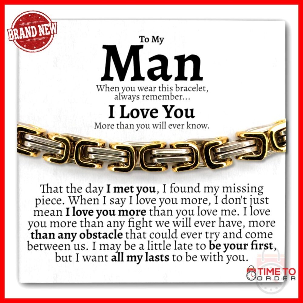 Stainless Steel Link Bracelet for Men - 8.3 Inch Length - Gift for Husband